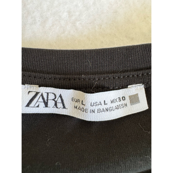 Zara Black cropped crew neck short sleeve stretch knit top Size L - Picture 5 of 8